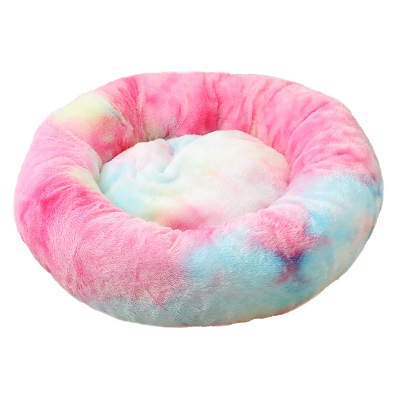 50cm Cozy Round Pet Bed – Plush Cat & Dog Bed with Non-Slip Base (Multi-Colored) - Pets Preference