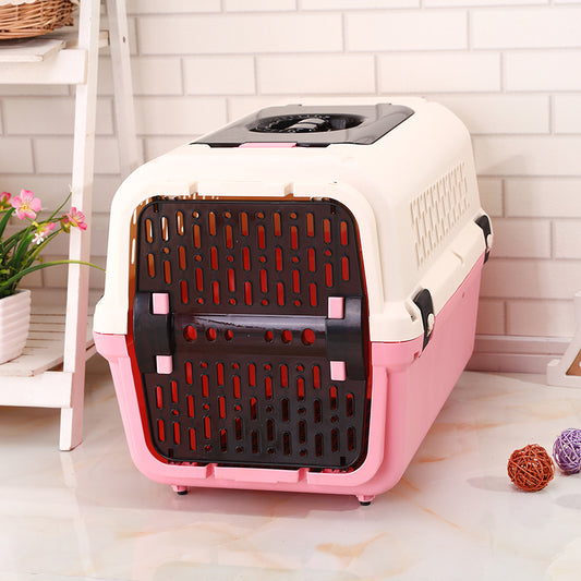 Medium Pet Crate with Tray & Window - Pink - Pets Preference