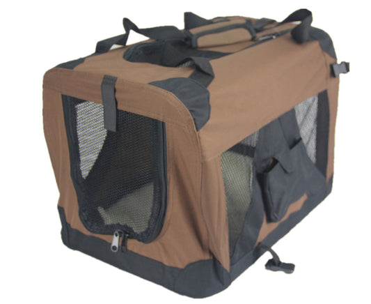 Large Portable Foldable Pet Crate - Brown - Pets Preference