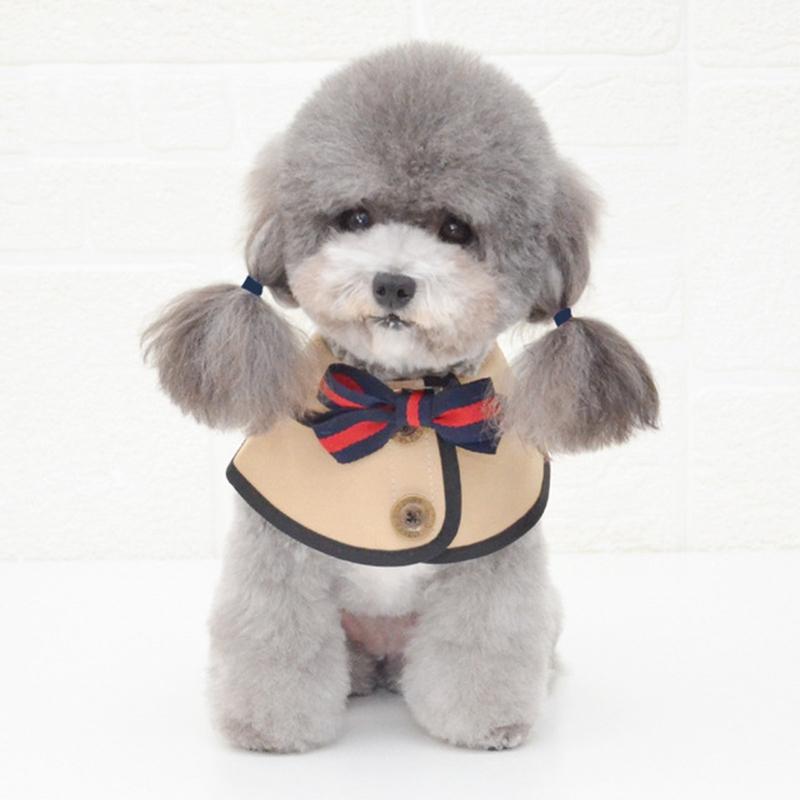 Dog Shawl Saliva Towel Scarf Pet Bow Tie Jewelry Accessories - Size L - Khaki - Pets Preference
