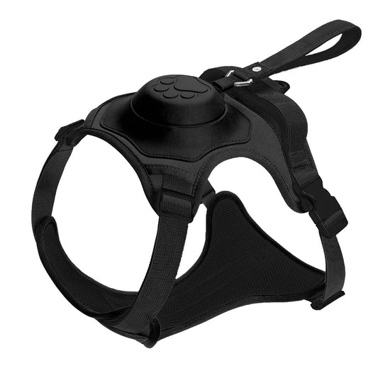 2-in-1 Reflective No-Pull Dog Harness with Retractable Leash – Black - L - Pets Preference