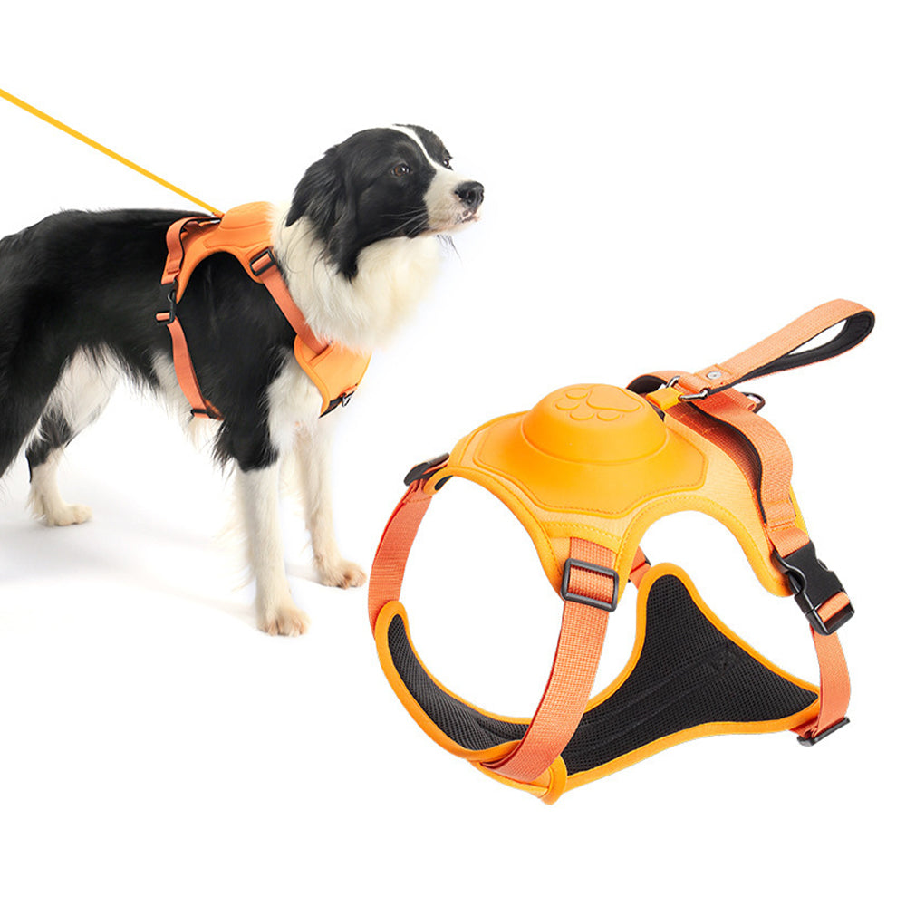 2-in-1 Reflective No-Pull Dog Harness with Retractable Leash – Black - L - Pets Preference