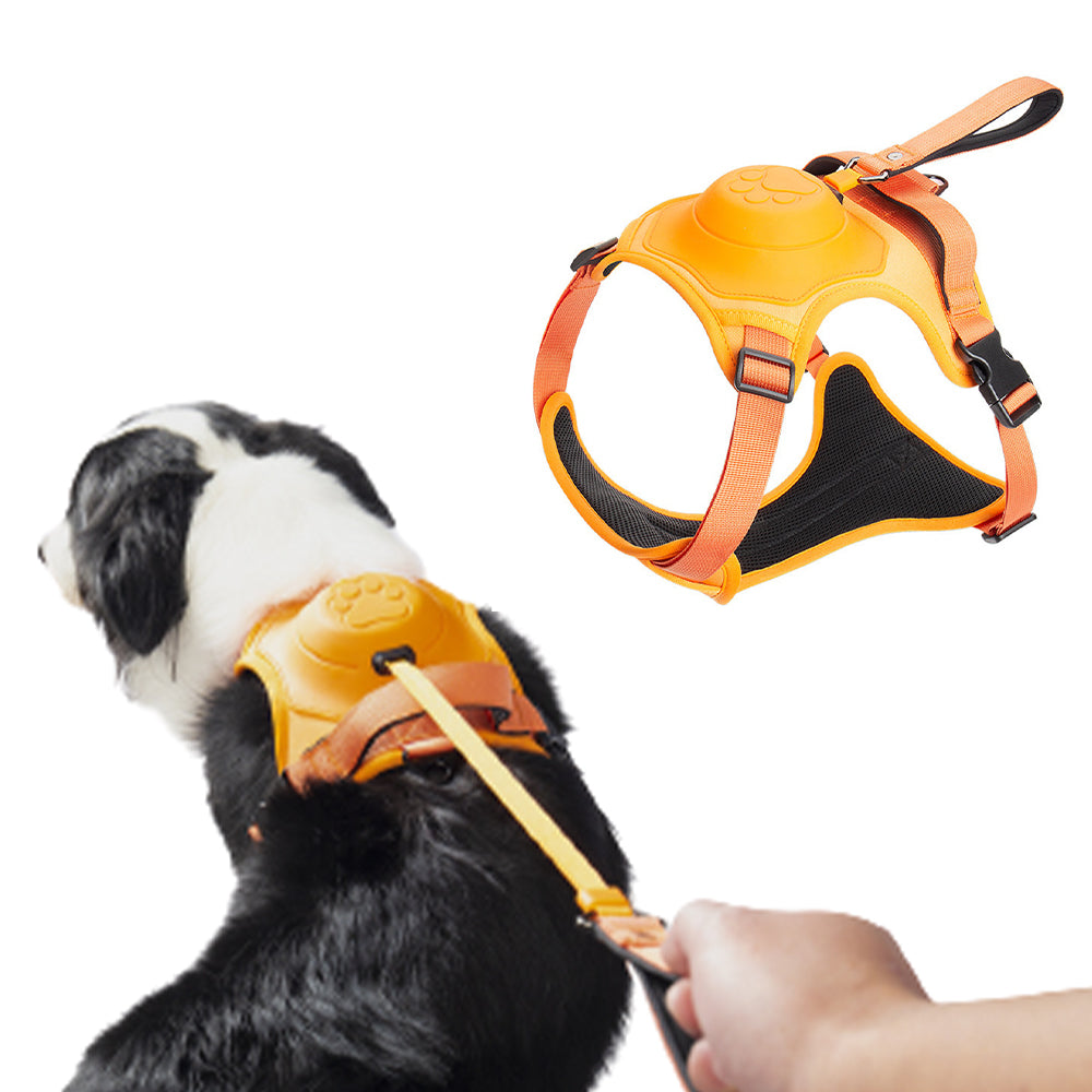 2-in-1 Reflective No-Pull Dog Harness with Retractable Leash – Black - L - Pets Preference