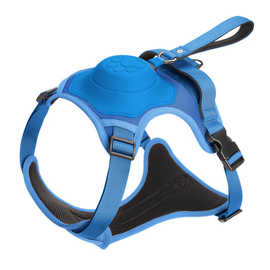 2-in-1 Reflective No-Pull Dog Harness with Retractable Leash – Blue - M - Pets Preference
