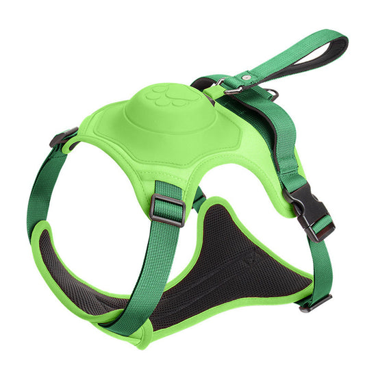 2-in-1 Reflective No-Pull Dog Harness with Retractable Leash – Green - M - Pets Preference