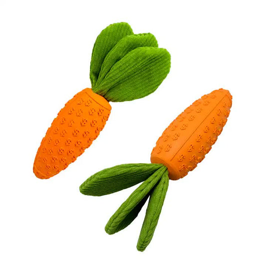 2 PCS Durable Rubber Carrot Dog Toy – Squeaky Chew Toy for Large Dogs - Pets Preference