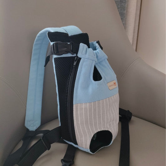 Breathable, Pet Backpack - (Size L) - (Blue-Gray Gradient) - Hands-Free Dog Carrier - Pets Preference