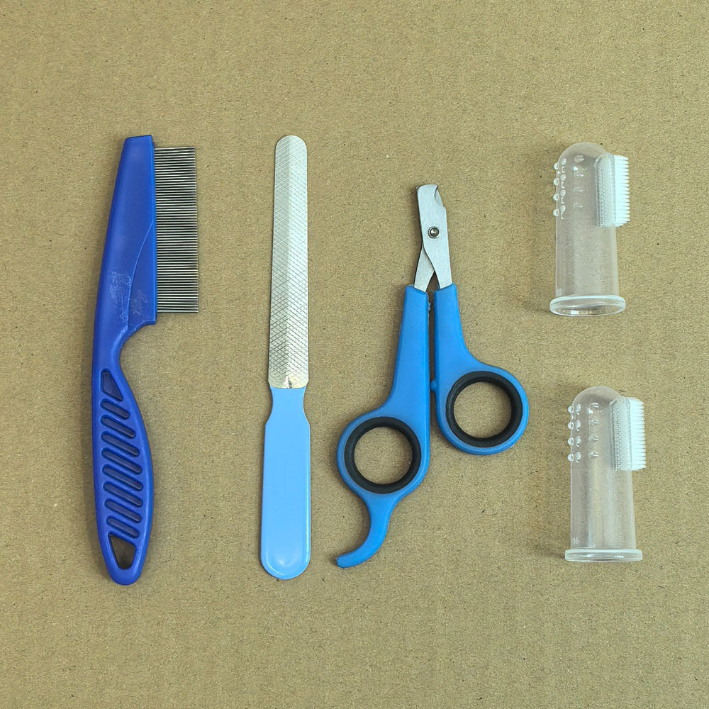 8-Piece Pet Grooming Tool Set - Blue - Pets Preference