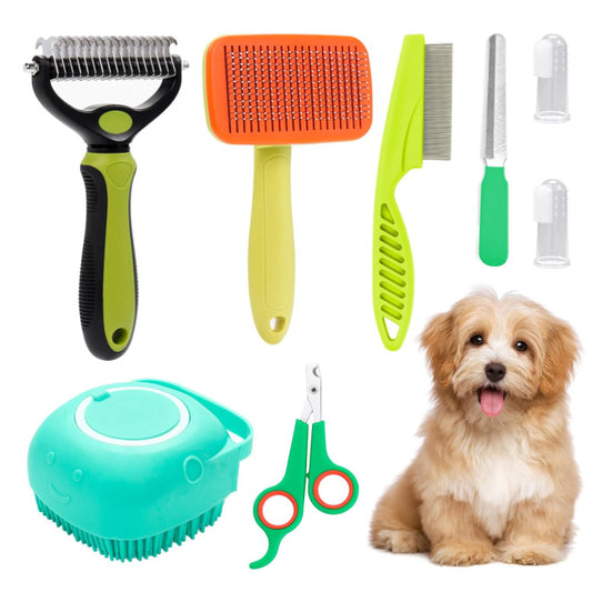 8-Piece Pet Grooming Tool Set - Teal - Pets Preference