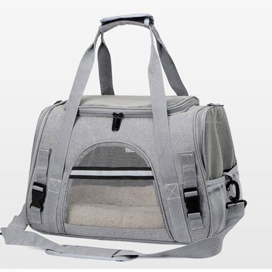 Portable Pet Tote Bag with Mat – Gray - Pets Preference