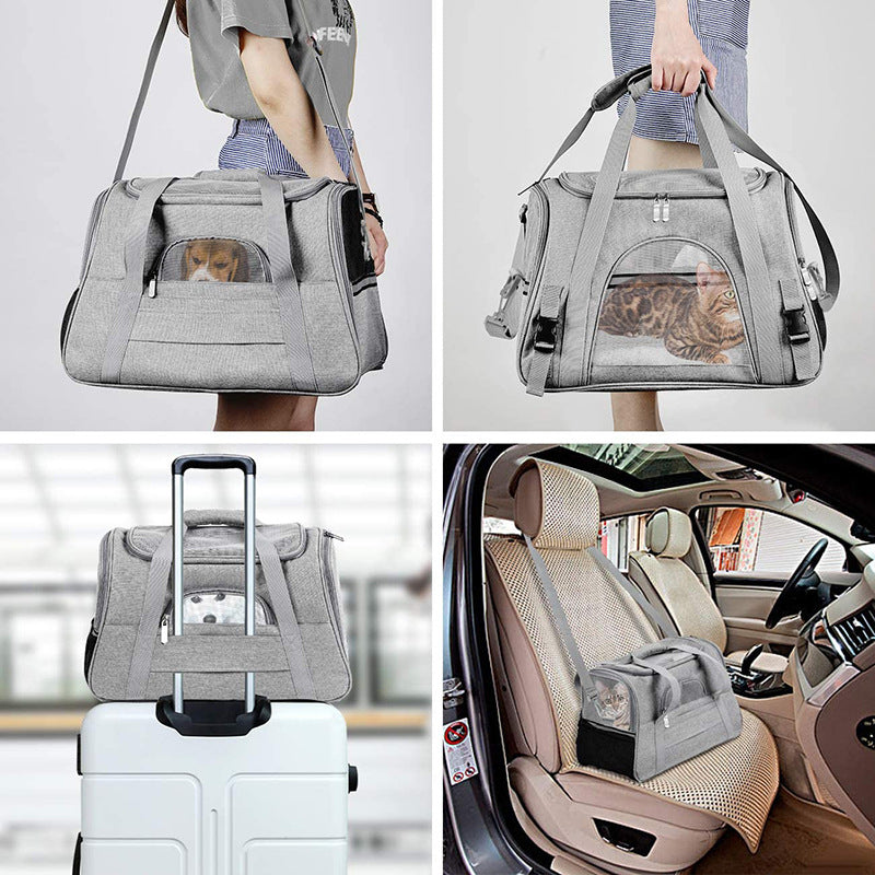 Portable Pet Tote Bag with Mat – Gray - Pets Preference