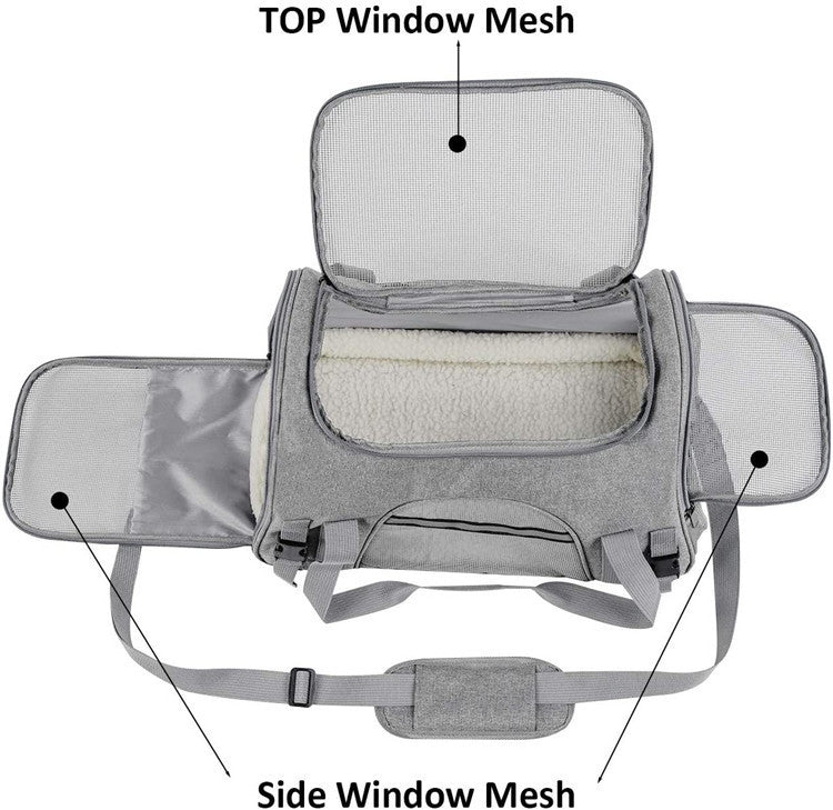 Portable Pet Tote Bag with Mat – Gray - Pets Preference