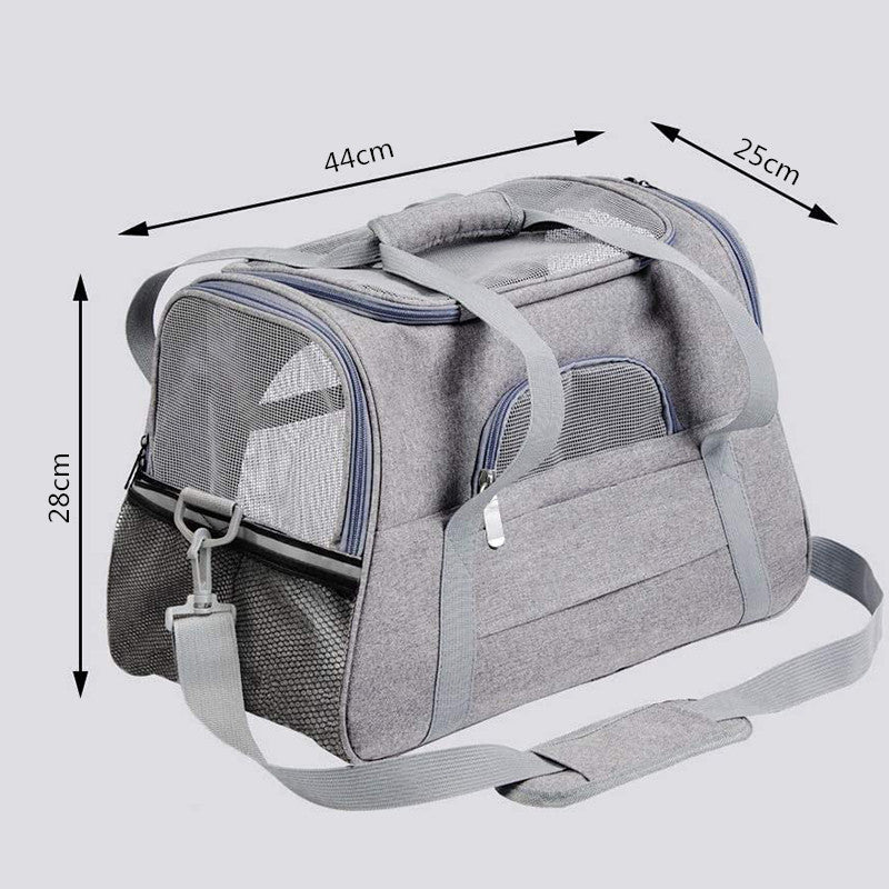 Portable Pet Tote Bag with Mat – Gray - Pets Preference