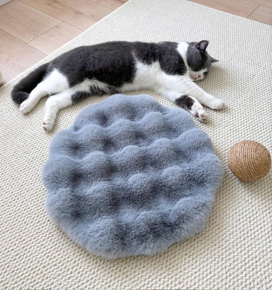 Plush Round Cat Mat - Gray Shade - Pets Preference