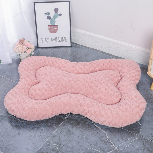 Cozy Fish Scale Pet Bed Nest - S (Other Sizes Available), (Pink Rose Shade), Bone-Shaped - Pets Preference