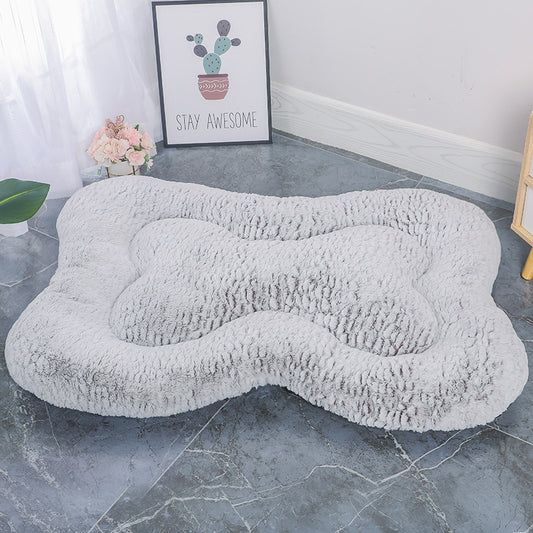 Cozy Fish Scale Pet Bed Nest - S (Other Sizes Available), (Coffee Shade), Bone-Shaped - Pets Preference