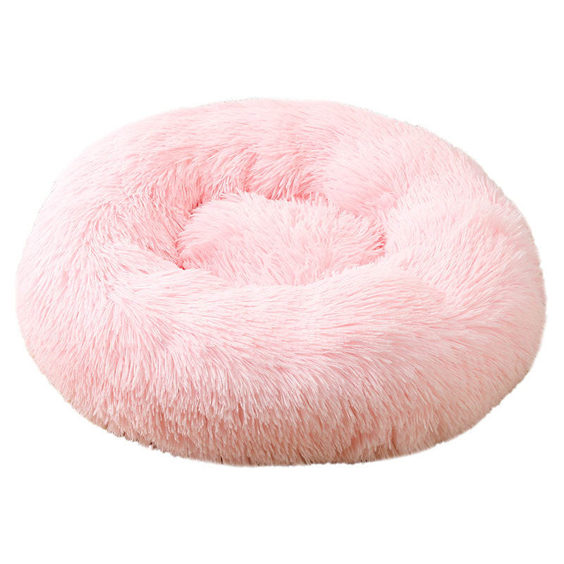 50cm Cozy Round Pet Bed – Plush Cat & Dog Bed with Non-Slip Base (Pink) - Pets Preference