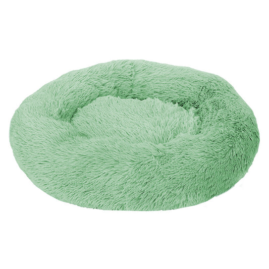 50cm Cozy Round Pet Bed – Plush Cat & Dog Bed with Non-Slip Base (Green) - Pets Preference