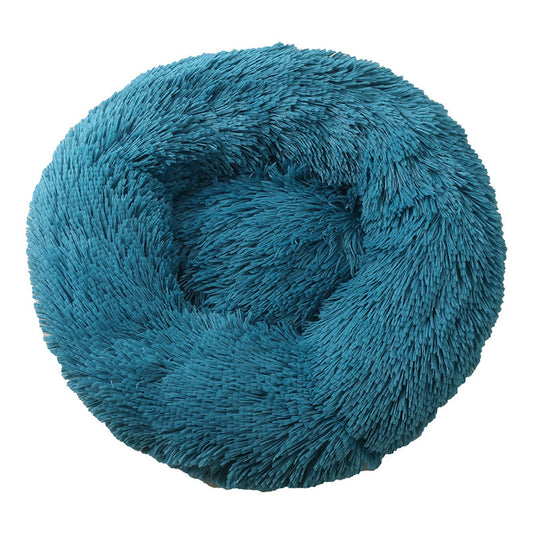 50cm Cozy Round Pet Bed – Plush Cat & Dog Bed with Non-Slip Base (Teal) - Pets Preference