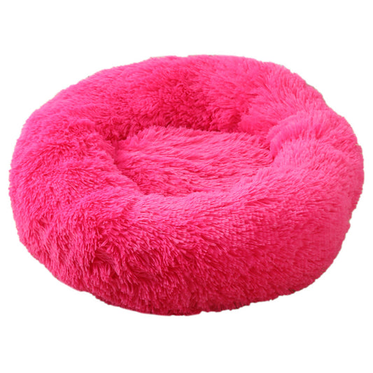 50cm Cozy Round Pet Bed – Plush Cat & Dog Bed with Non-Slip Base (Rose) - Pets Preference