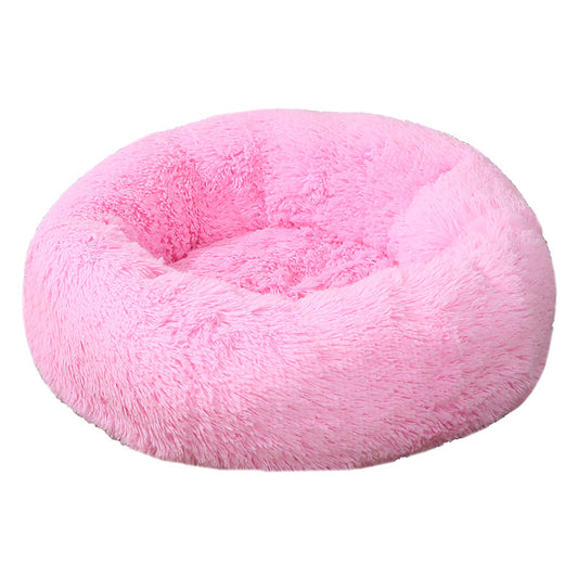 50cm Cozy Round Pet Bed – Plush Cat & Dog Bed with Non-Slip Base (Light Pink) - Pets Preference